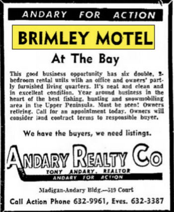 Brimley Motel Suites - Aug 27 1973 For Sale (newer photo)